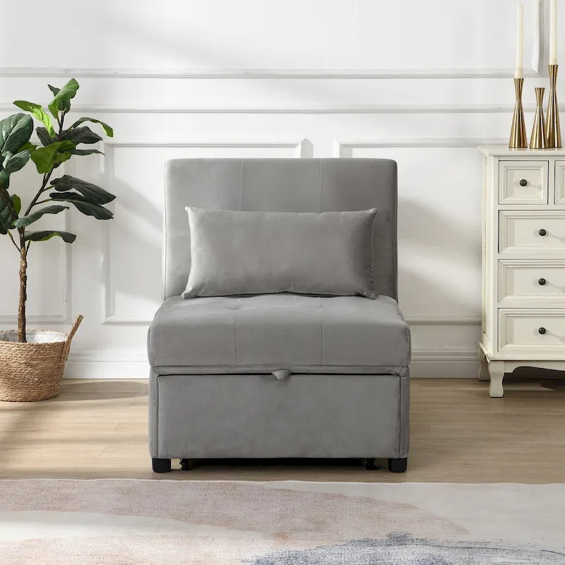 Folding Ottoman Sofa Bed-Gray