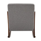 Grey Modern High Back Rocking Chair — Linen Fabric, Solid Wood Base, 330 lb