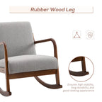 Grey Modern High Back Rocking Chair — Linen Fabric, Solid Wood Base, 330 lb
