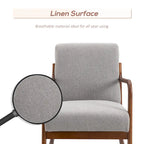 Grey Modern High Back Rocking Chair — Linen Fabric, Solid Wood Base, 330 lb