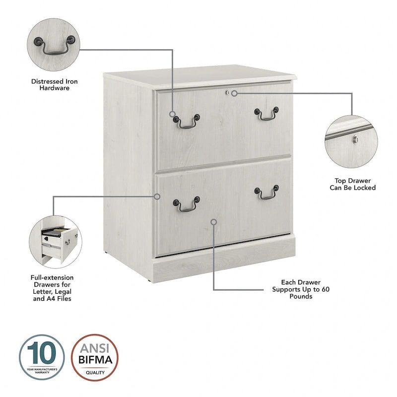 Lateral File Cabinet in Harvest Cherry — Lockable, ANSI/BIFMA Certified