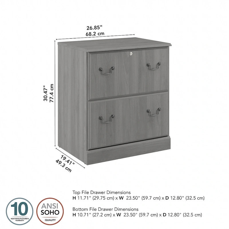 Lateral File Cabinet in Harvest Cherry — Lockable, ANSI/BIFMA Certified