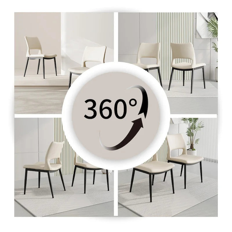 Set of 2 Modern Minimalist PU Leather Dining Chairs