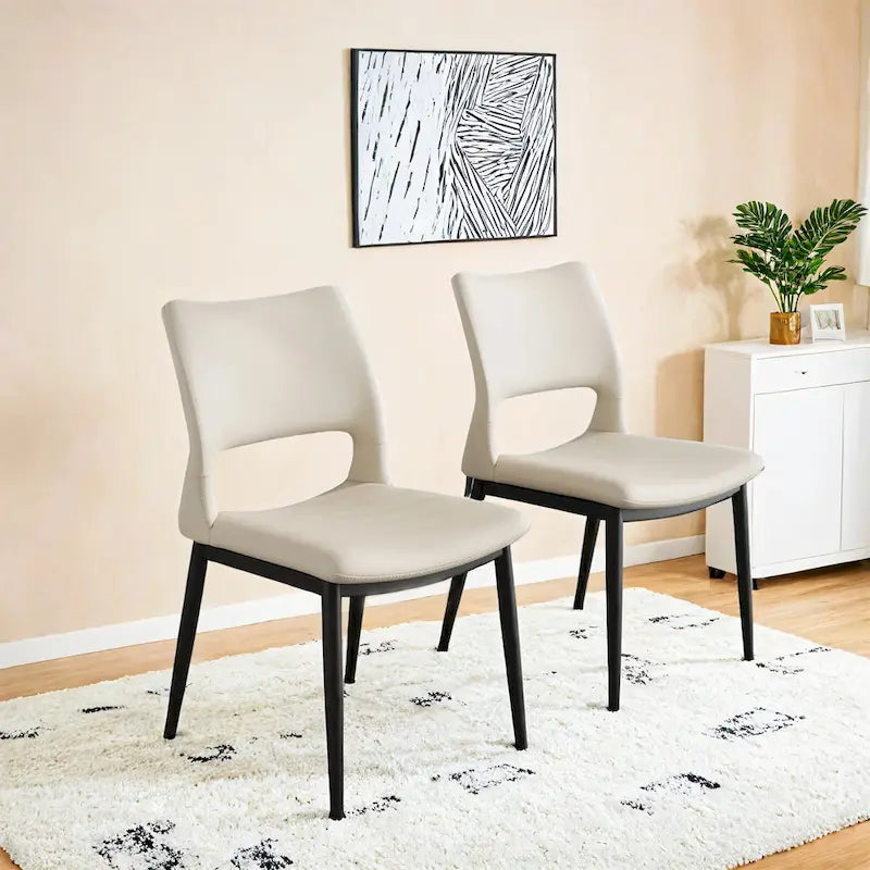 Set of 2 Modern Minimalist PU Leather Dining Chairs