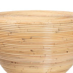 Laminated Natural Rattan Hourglass Side Table — Boho Chic, Fully Assembled