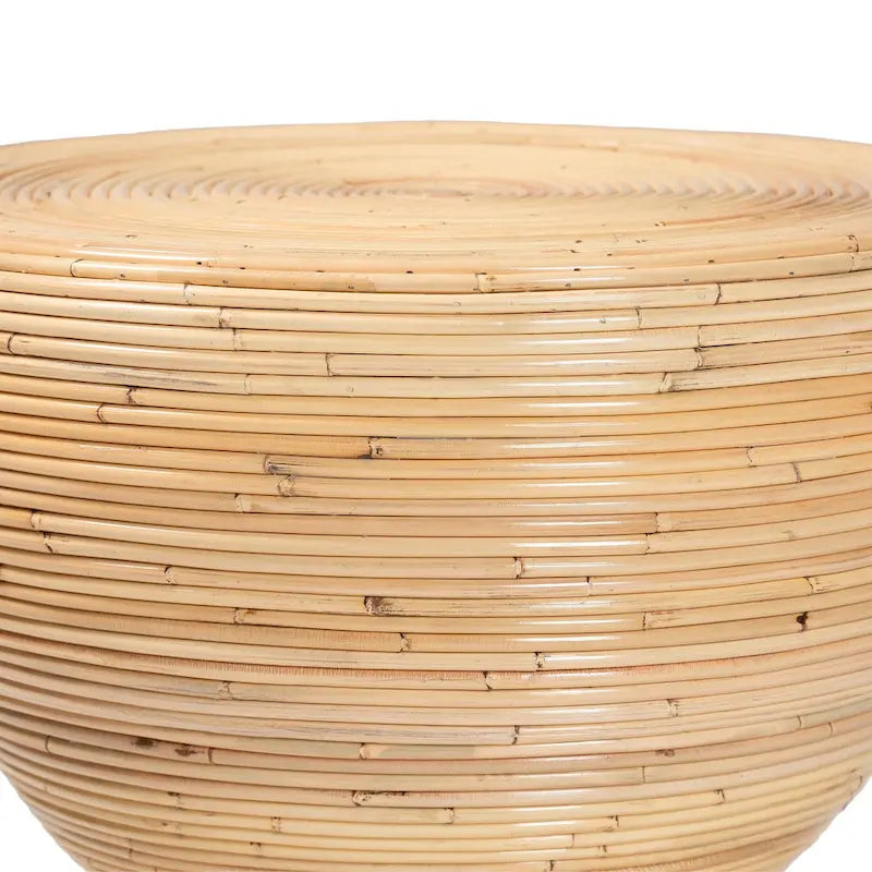 Laminated Natural Rattan Hourglass Side Table — Boho Chic, Fully Assembled