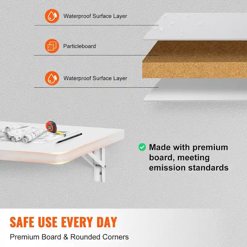 Floating Wall Mount Desk, Foldable Table for Home or Office