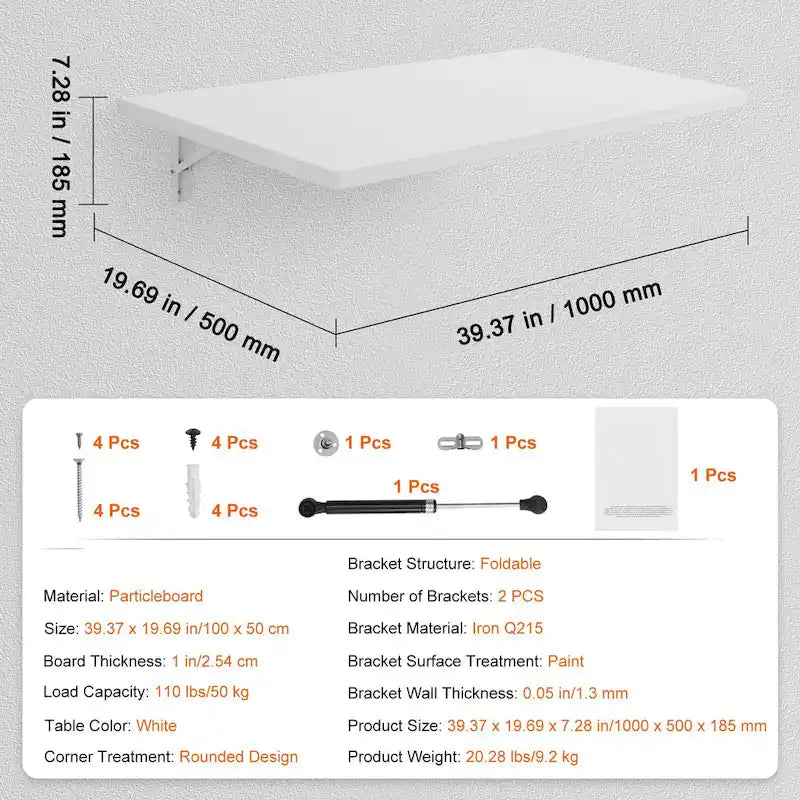 Floating Wall Mount Desk, Foldable Table for Home or Office