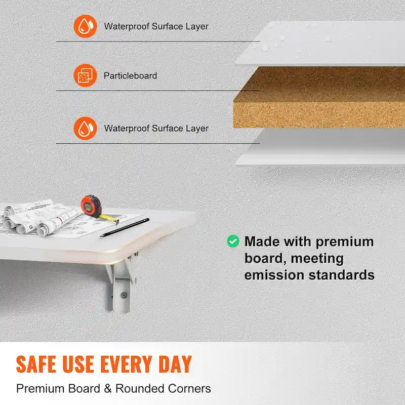Floating Wall Mount Desk, Foldable Table for Home or Office