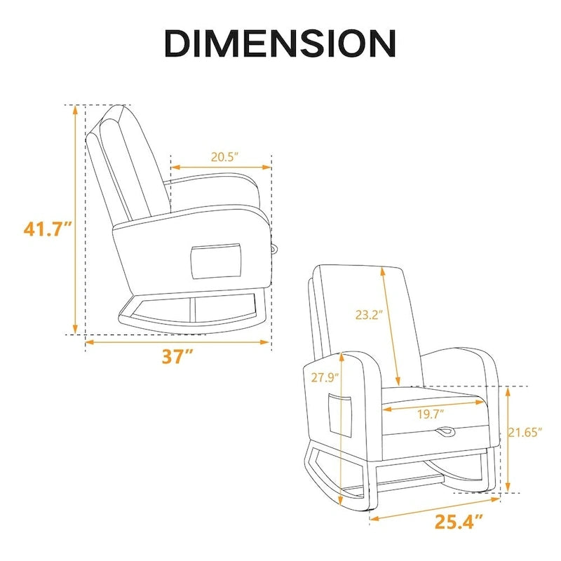 25.4W Rocking Chair for Nursery