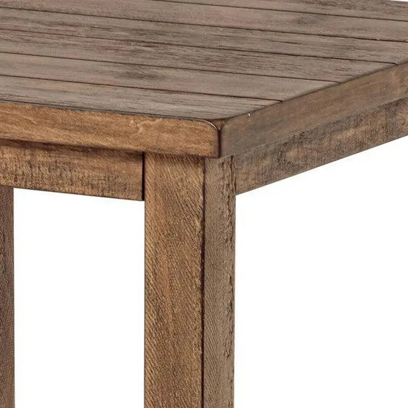 20-Inch Square Farmhouse Side End Table — Distressed Brown with Lower Shelf