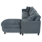 107.87 Removable Cushion 4-Seat Sectional Sofa with Movable Ottoman