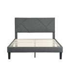 Queen Size Upholstered Bed with Wood Slat Support — 500 lb, No Box Spring