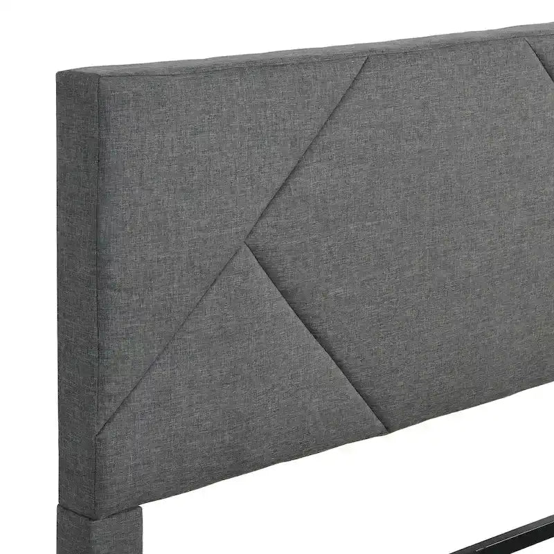 Queen Size Upholstered Bed with Wood Slat Support — 500 lb, No Box Spring