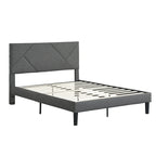Queen Size Upholstered Bed with Wood Slat Support — 500 lb, No Box Spring