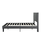 Queen Size Upholstered Bed with Wood Slat Support — 500 lb, No Box Spring