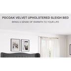 King Size Velvet Platform Bed with Upholstered Headboard — 500 lb Capacity