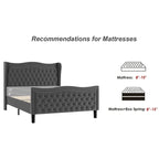 King Size Velvet Platform Bed with Upholstered Headboard — 500 lb Capacity