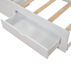 White Twin Pine Wood Extendable Daybed with 2 Storage Drawers