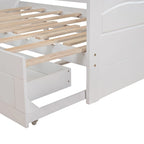 White Twin Pine Wood Extendable Daybed with 2 Storage Drawers