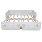 White Twin Pine Wood Extendable Daybed with 2 Storage Drawers