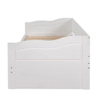 White Twin Pine Wood Extendable Daybed with 2 Storage Drawers