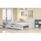 White Twin Pine Wood Extendable Daybed with 2 Storage Drawers
