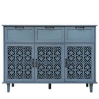 Retro Style 47.24 Horizontal Dresser with 3 Drawer and 3 Door, Carved Panel for Bedroom, Living Room