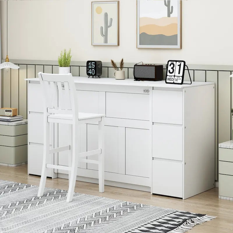 Murphy Bed with Storage Drawers, Cabinets & Built-In USB Charging Ports