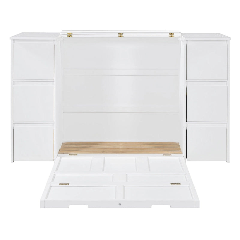 Murphy Bed with Storage Drawers, Cabinets & Built-In USB Charging Ports