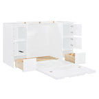 Murphy Bed with Storage Drawers, Cabinets & Built-In USB Charging Ports