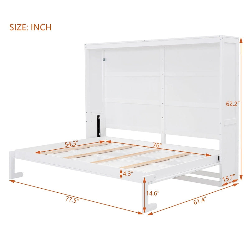 Full Size Wooden Wall Murphy Bed — Space-Saving Foldable Wall Bed