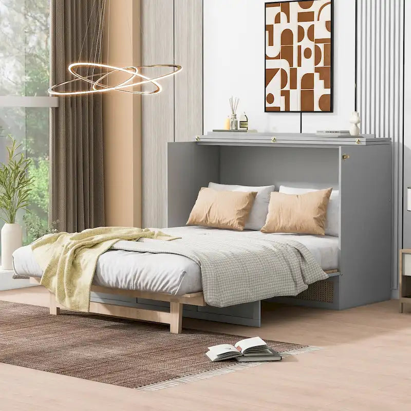 Full Size Murphy Bed with Storage Drawers & Space-Saving Cabinet Design