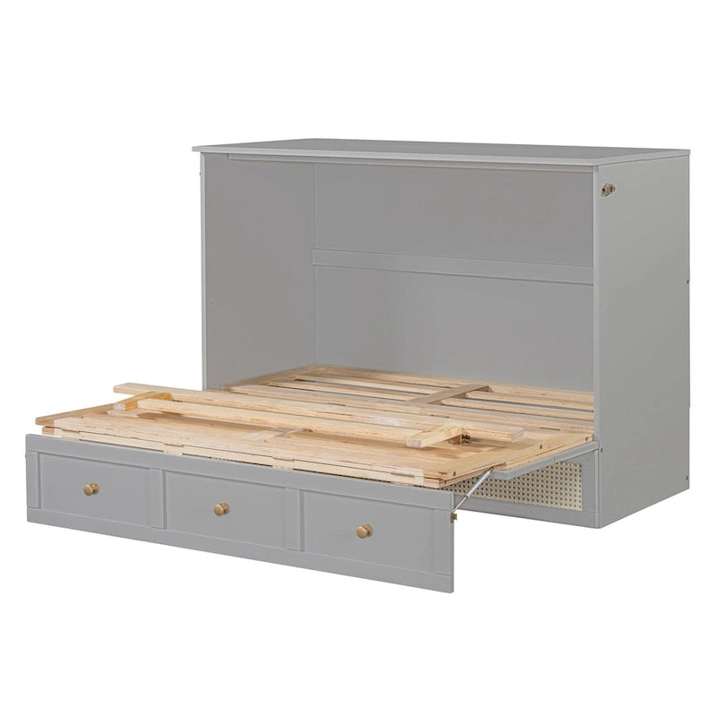Full Size Murphy Bed with Storage Drawers & Space-Saving Cabinet Design