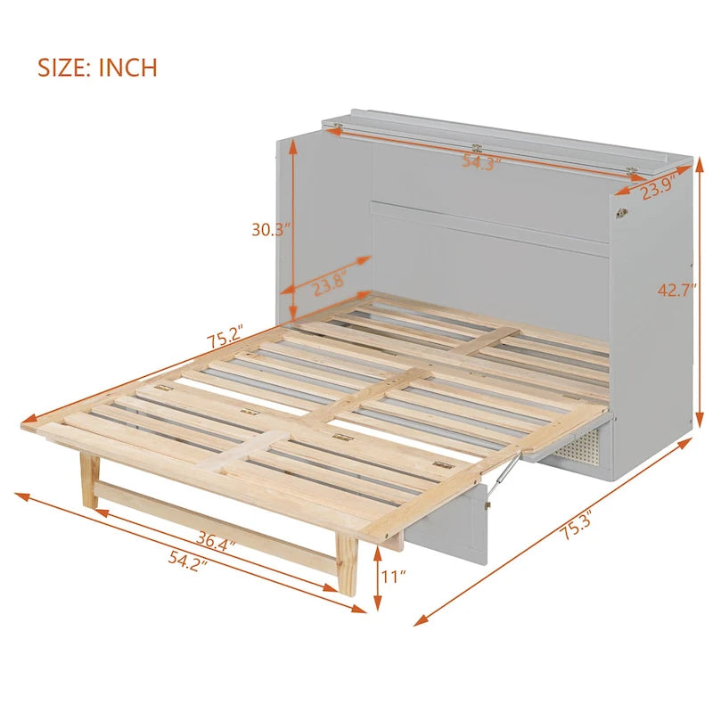 Full Size Murphy Bed with Storage Drawers & Space-Saving Cabinet Design