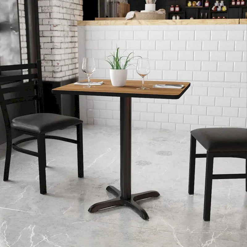 24 x 30 Rectangular Laminate Table Top with 22 x 22 Table Height Base - 24W x 30D x 31.125H