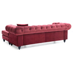 Traditional Velvet Sofa with Configurable Chaise — Nailhead Trim, Seats 3