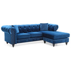 Traditional Velvet Sofa with Configurable Chaise — Nailhead Trim, Seats 3