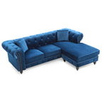 Traditional Velvet Sofa with Configurable Chaise — Nailhead Trim, Seats 3