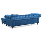Traditional Velvet Sofa with Configurable Chaise — Nailhead Trim, Seats 3