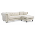 Traditional Velvet Sofa with Configurable Chaise — Nailhead Trim, Seats 3