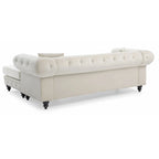 Traditional Velvet Sofa with Configurable Chaise — Nailhead Trim, Seats 3