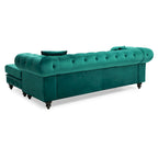 Traditional Velvet Sofa with Configurable Chaise — Nailhead Trim, Seats 3