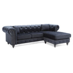 Traditional Velvet Sofa with Configurable Chaise — Nailhead Trim, Seats 3