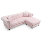 Traditional Velvet Sofa with Configurable Chaise — Nailhead Trim, Seats 3