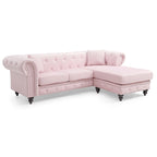 Traditional Velvet Sofa with Configurable Chaise — Nailhead Trim, Seats 3