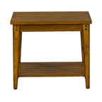 Oak Square Lamp Table — Poplar & Cathedral Oak Veneer, Medium Brown Finish