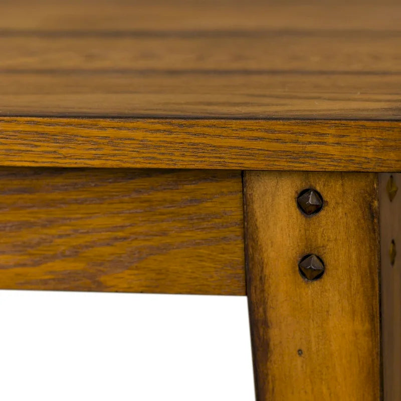 Oak Square Lamp Table — Poplar & Cathedral Oak Veneer, Medium Brown Finish