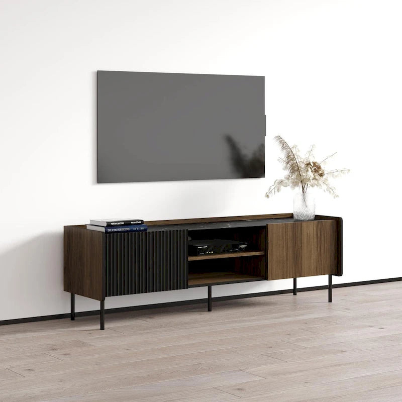 Modern 2-Door TV Stand Console — Fits Up to 70", Matte Finish, EU-Made