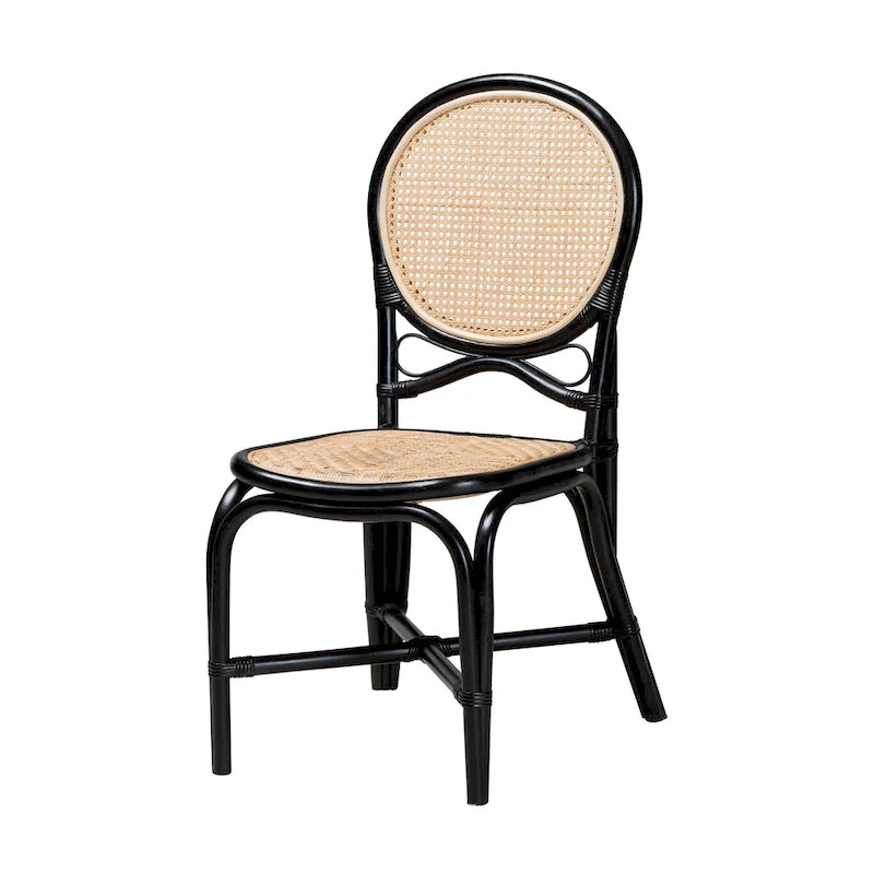 Mid-Century Modern Handcrafted Natural Rattan Dining Chair — Boho Style